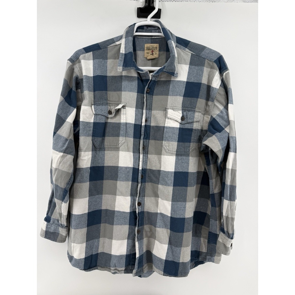 Red Head Brand Co Men's 2XL Blue White Long Sleeve Button Flannel Shirt